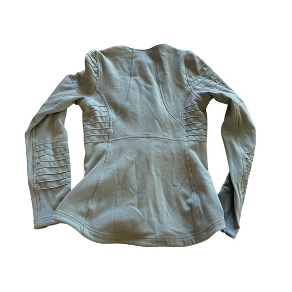 Athleta XS Moto Jacket Green Womens Full-Zip Stretch Fleece Lined - Picture 5 of 7